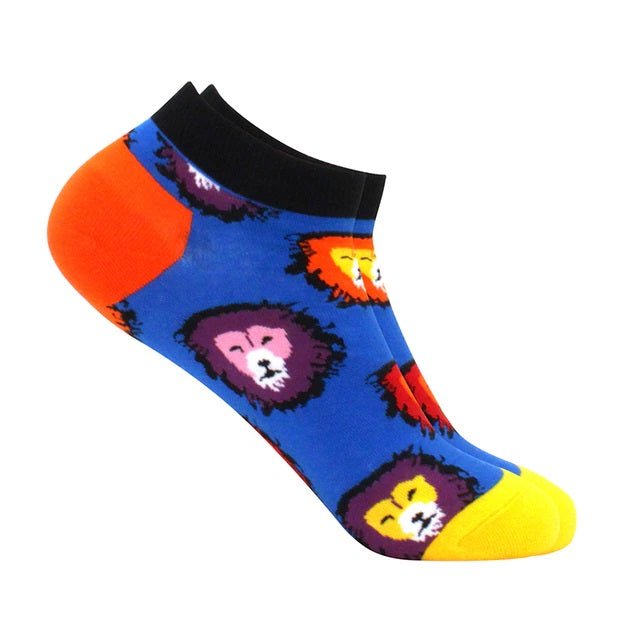 Lion Face Pattern Ankle Socks (Adult Medium - Women's Shoe Sizes 5 - 10)