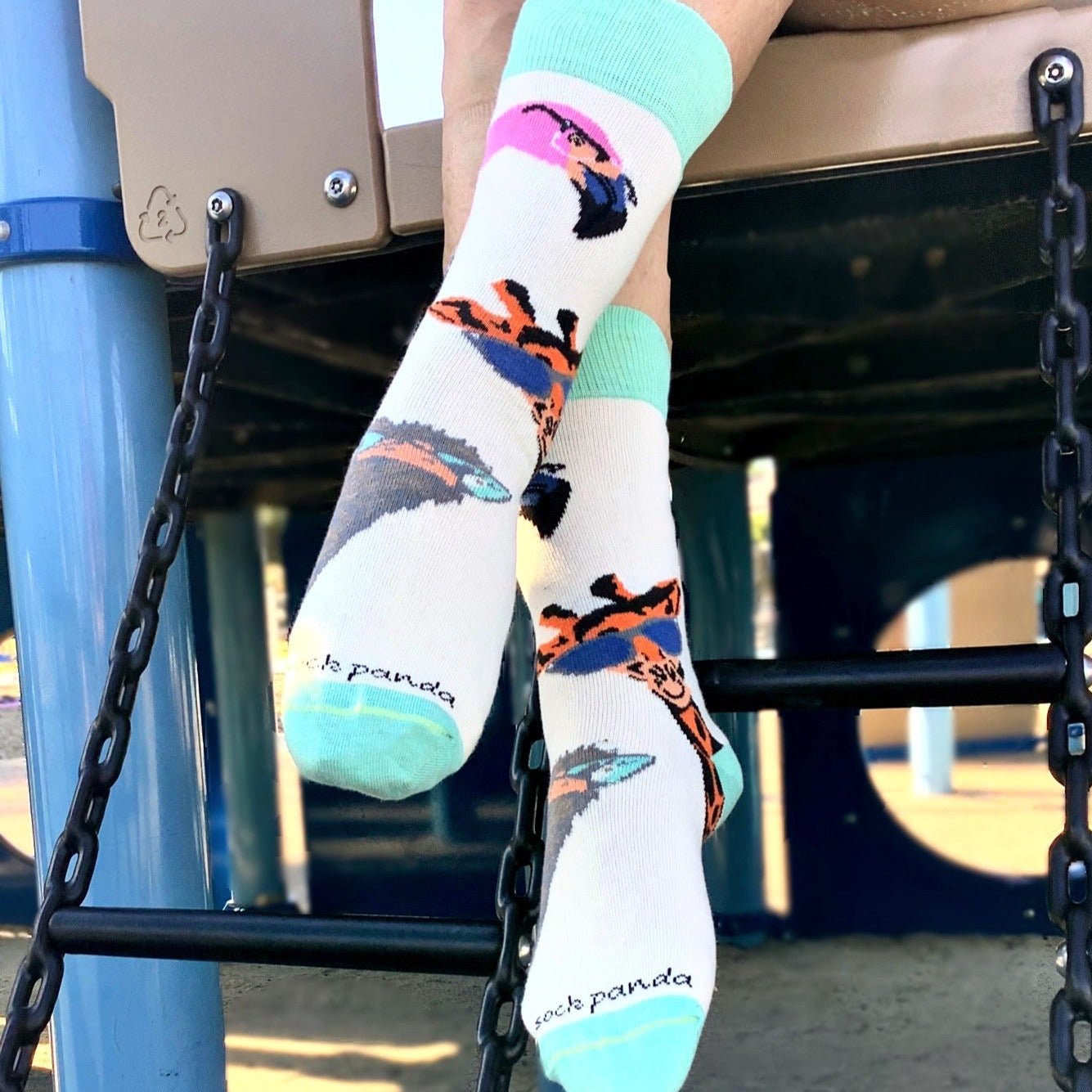 Long Necked Animals Wearing Glasses Socks from the Sock Panda (Adult Small - Shoe Sizes 2 - 5)