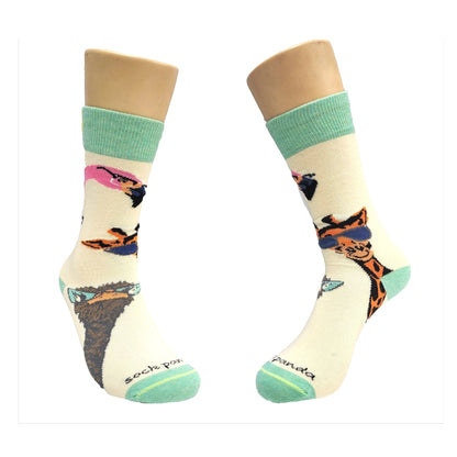 Long Necked Animals Wearing Glasses Socks from the Sock Panda (Adult Small - Shoe Sizes 2 - 5)
