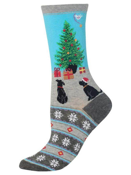 Christmas Tree Dogs Socks (Adult Medium) - Blue or Gray