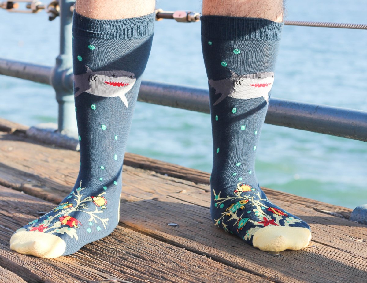 Magnificent Shark Socks from the Sock Panda (Adult Large - Men's Shoe Sizes 8 - 12) Shark Lg