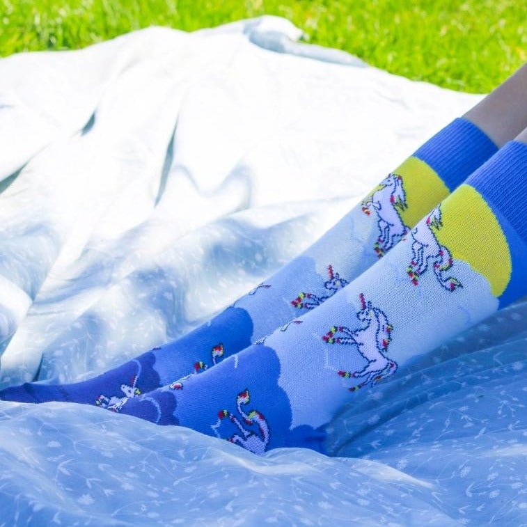 Majestic Flying Unicorns in the Clouds Socks (Adult Medium - Women's Shoe Sizes 5 - 10)