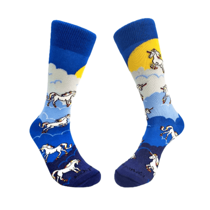 Majestic Flying Unicorns in the Clouds Socks (Adult Medium - Women's Shoe Sizes 5 - 10)