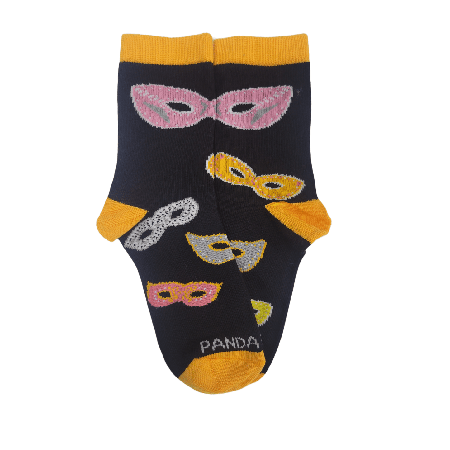 Masquerade Mask Socks with Orange Trim (Ages 3 - 7)