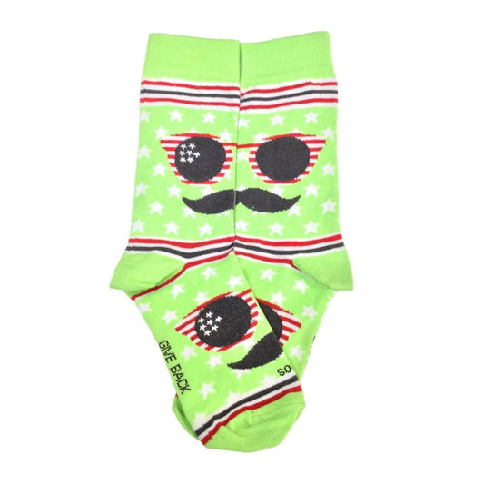 Mustache and Sunglasses Socks (Adult Small - Shoe Sizes 2 - 5)