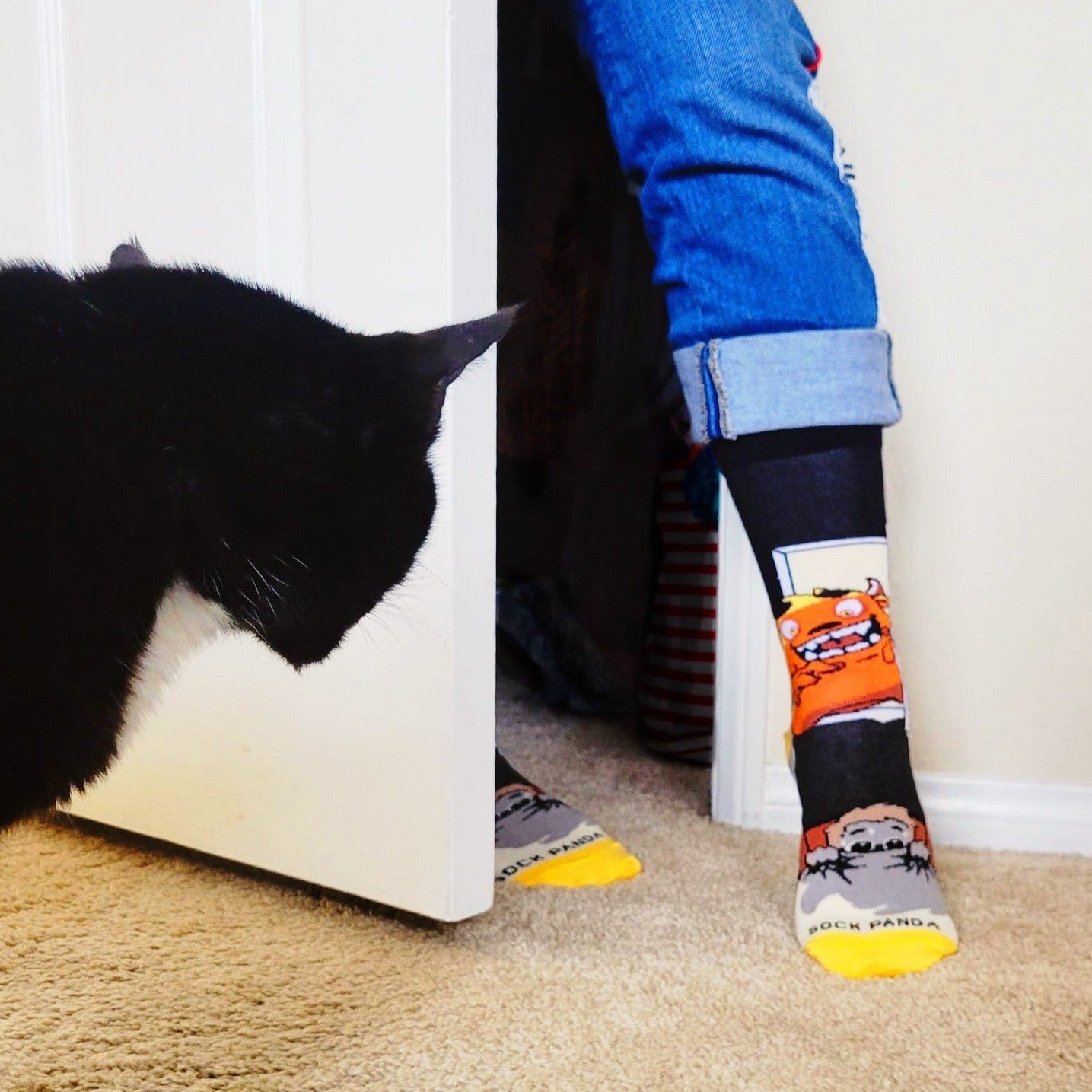 Nightmare Monster in the Closet Socks from the Sock Panda (Adult Small - Shoe Sizes 2 - 5)