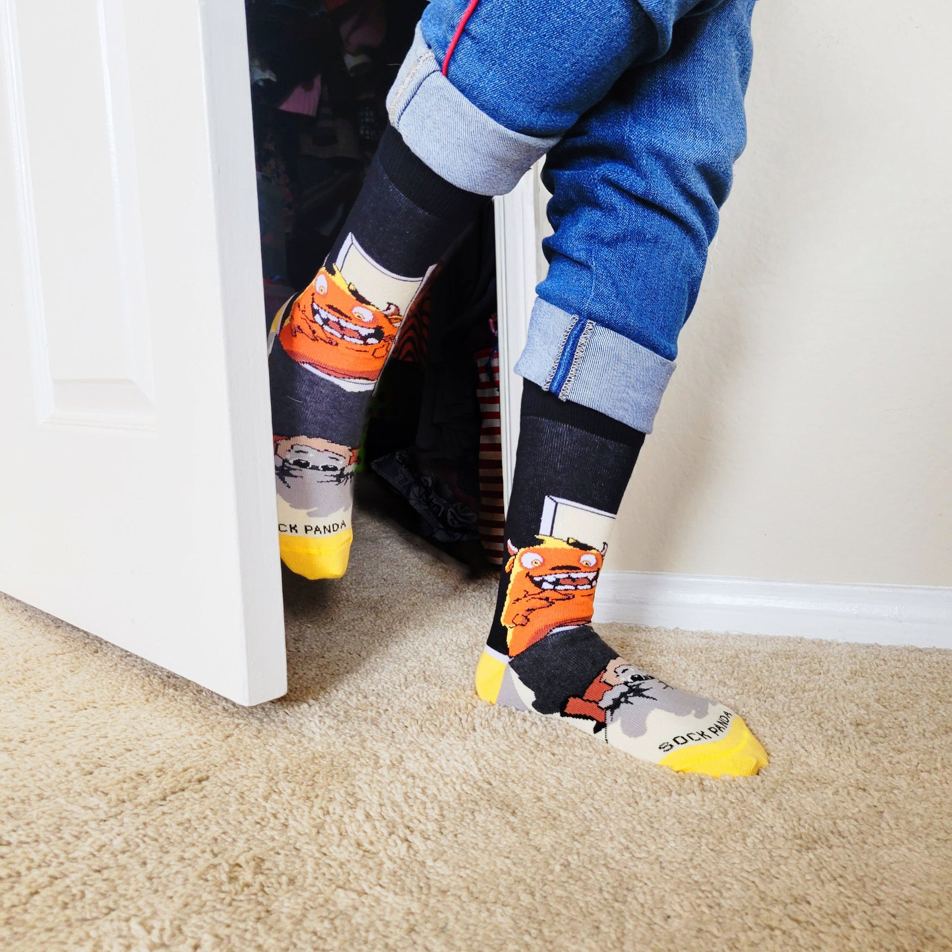 Nightmare Monster in the Closet Socks from the Sock Panda (Adult Small - Shoe Sizes 2 - 5)