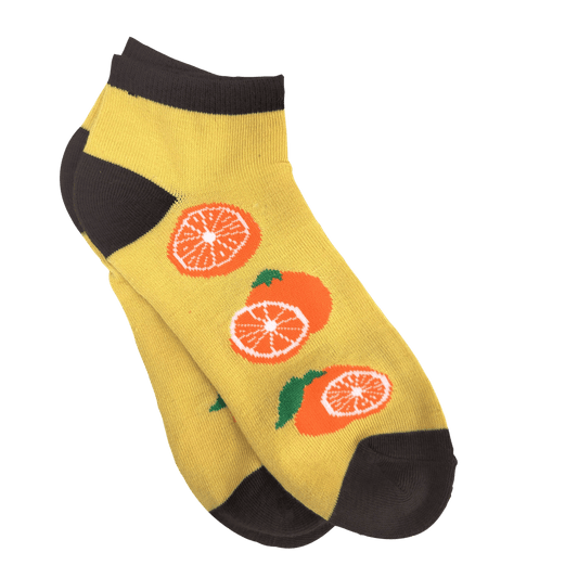 Orange Slices on a Mustard Yellow Ankle Socks (Adult Medium - Women's Shoe Sizes 5 - 10)