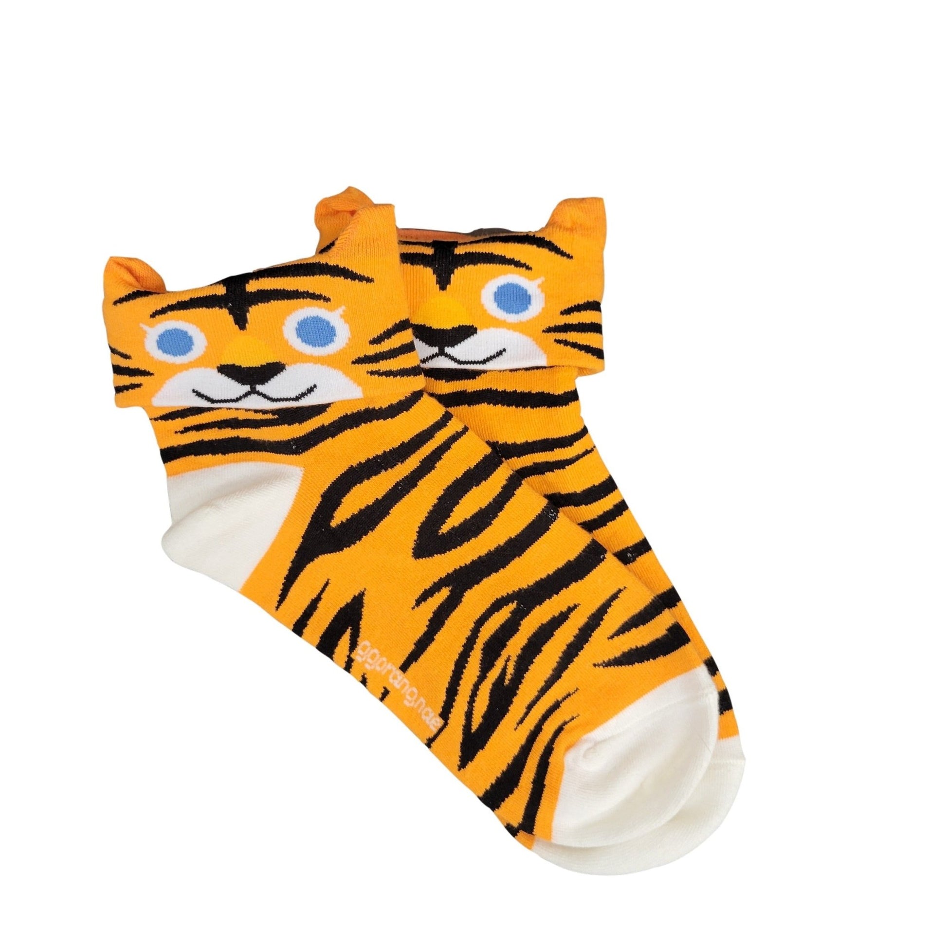 Orange Tiger Ankle Socks (Adult Medium - Women's Shoe Sizes 5 - 10)