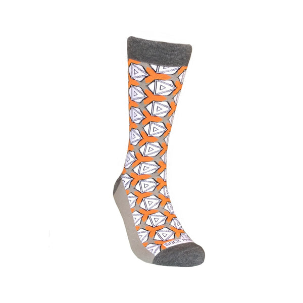 Stylish and Unique Orange & Grey Geometric Socks