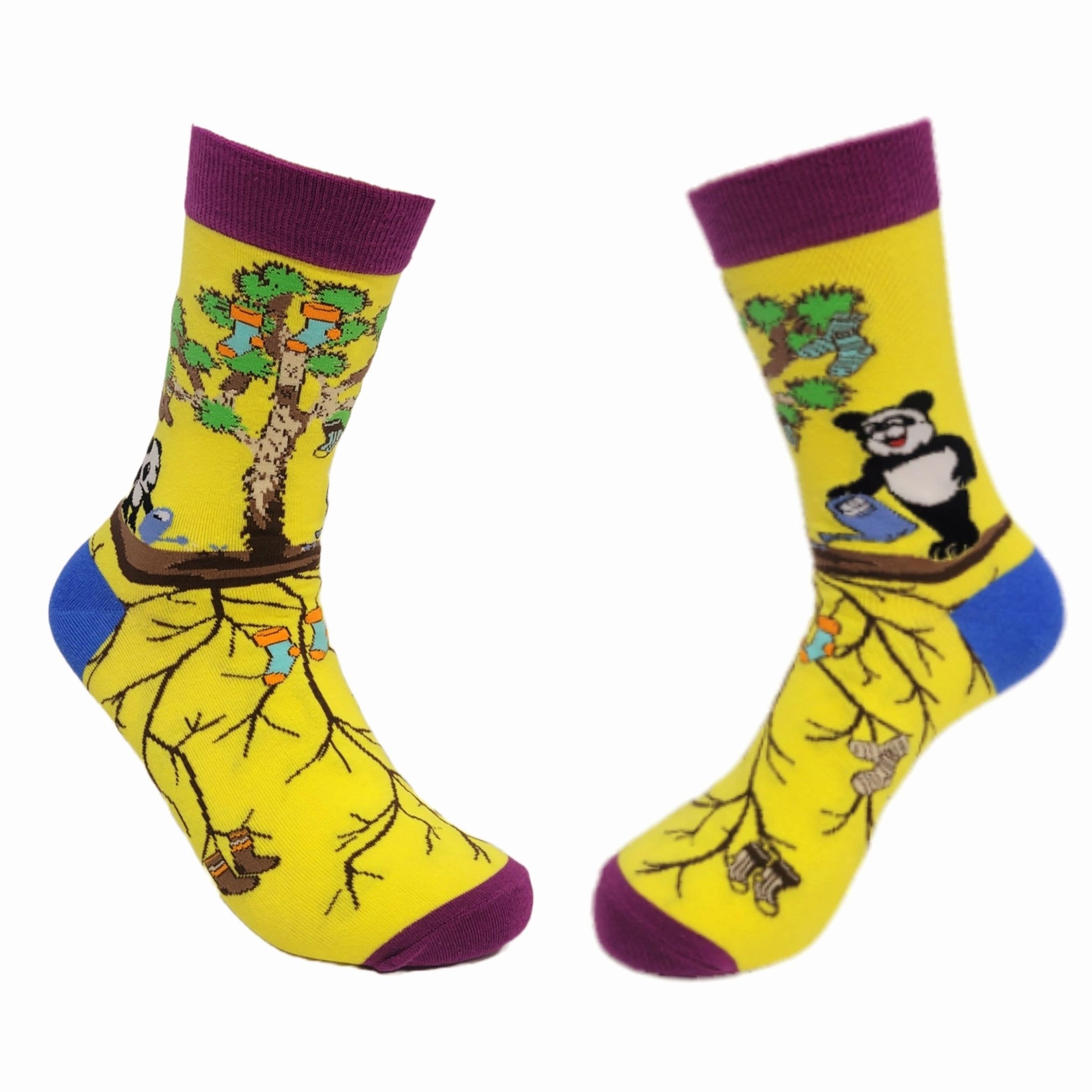 Pandas Watering the Sock Joshua Tree from the Sock Panda (Adult Medium - Women's Shoe Sizes 5 - 10)