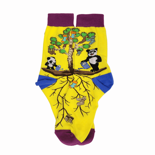 Pandas Watering the Sock Joshua Tree from the Sock Panda (Adult Medium - Women's Shoe Sizes 5 - 10)