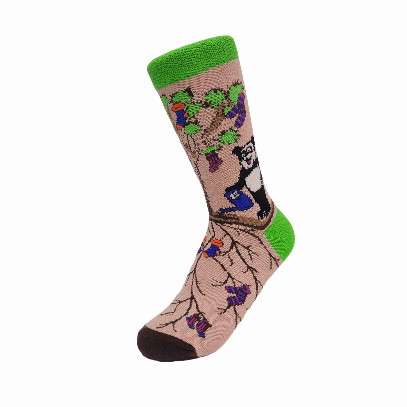 Pandas Watering the Sock Joshua Tree from the Sock Panda (Adult Small - Shoe Sizes 2 - 5)
