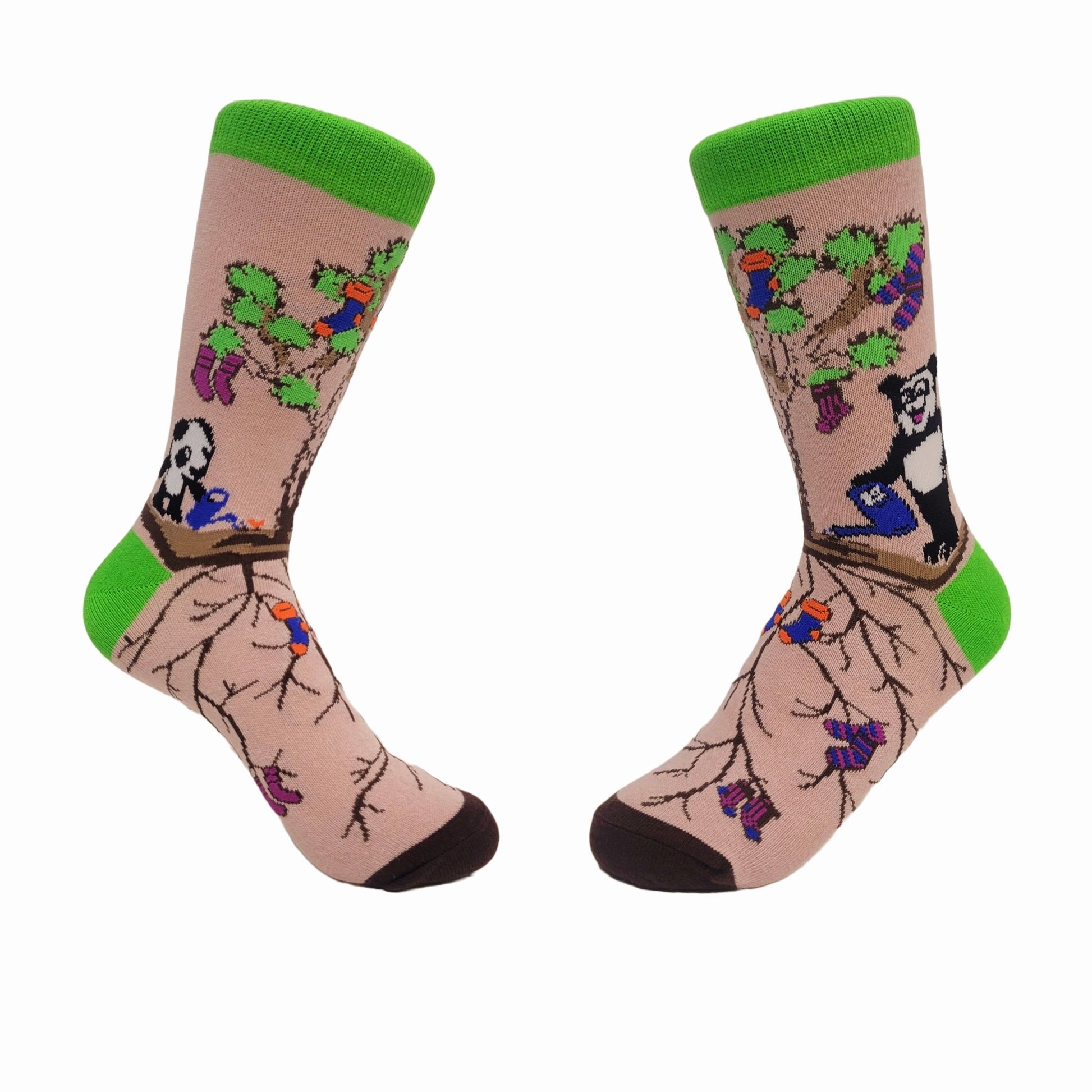 Pandas Watering the Sock Joshua Tree from the Sock Panda (Adult Small - Shoe Sizes 2 - 5)