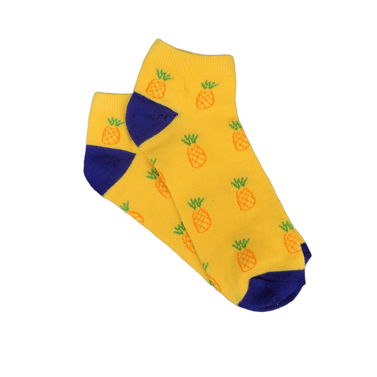Pineapple Colored Pineapple Patterned Ankle Socks (Adult Medium - Women's Shoe Sizes 5 - 10)