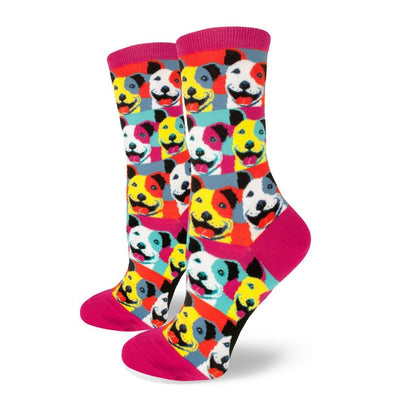 Pop Art Pitbull Crew Socks (Adult Medium - Women's Shoe Sizes 5 - 10)