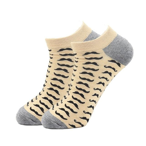 Mustache Pattern Ankle Socks (Adult Large)