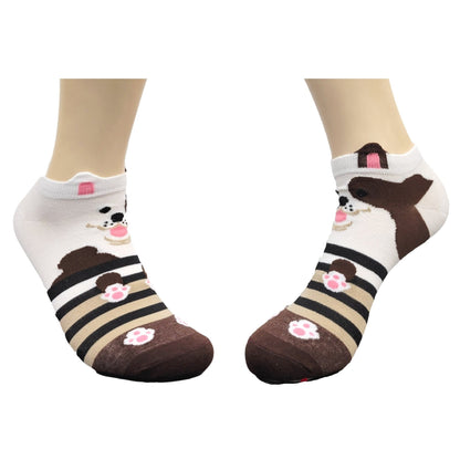 Puppy Eye Patch Dog Ankle Socks (Adult Medium - Women's Shoe Sizes 5 - 10)