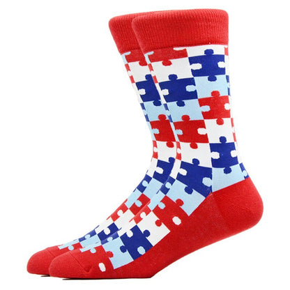 Puzzle Pieces Pattern Socks from the Sock Panda (Adult Large - Men's Shoe Sizes 8 - 12)