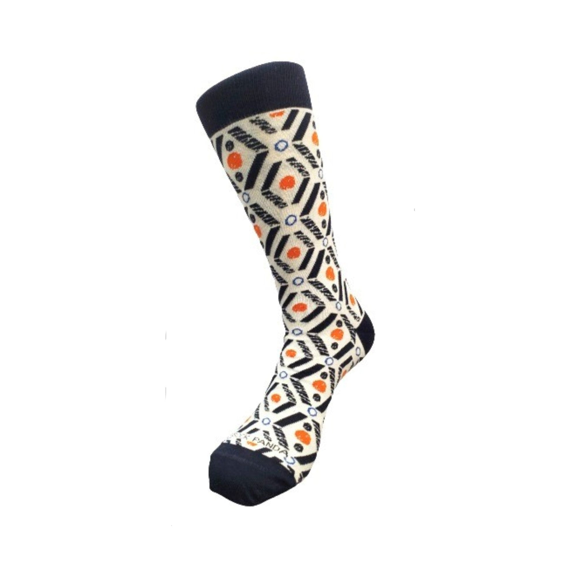 Salmon and Navy Blue Patterned Socks (Adult Large - Men's Shoe Sizes 8 - 12) from the Sock Panda
