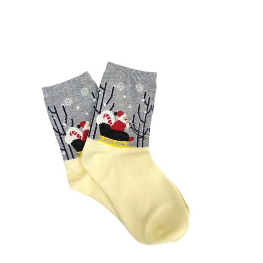 Santa Claus Driving a Sleigh Socks (Adult Medium - Women's Shoe Sizes 5 - 10)