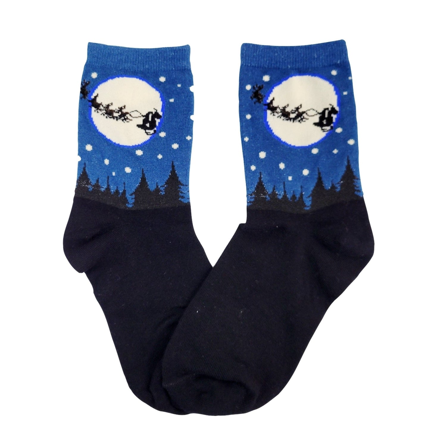 Santa Claus Riding by the Moon Socks (Adult Medium - Women's Shoe Sizes 5 - 10)