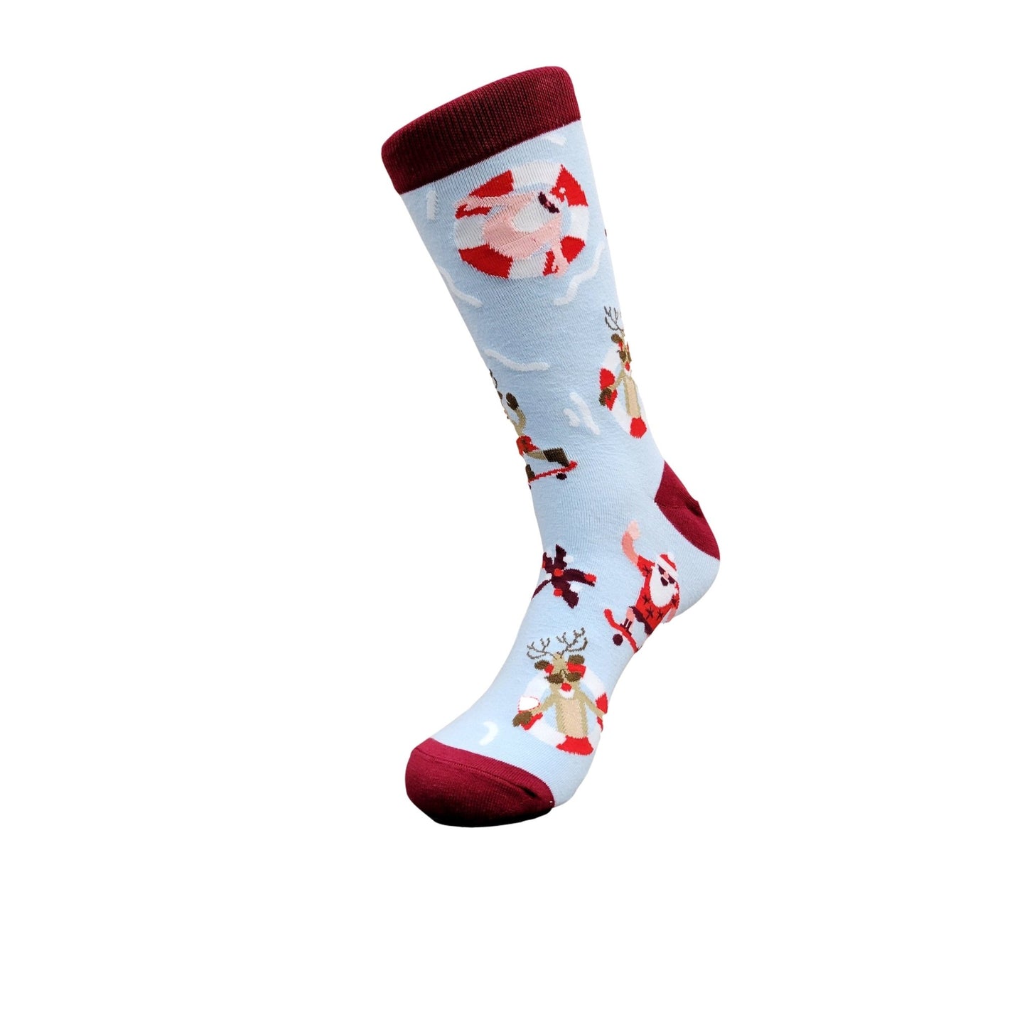 Santa Claus Skateboarding Socks (Adult Large - Men's Shoe Sizes 8 - 12)