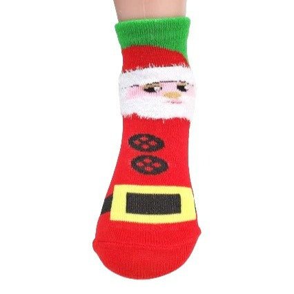 Santa Claus Socks with Fuzzy Beard for Kids (Ages 1 - 2 & 3 - 5, 5 - 7)