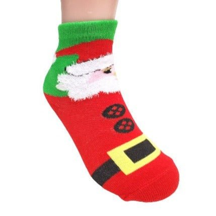 Santa Claus Socks with Fuzzy Beard for Kids (Ages 1 - 2 & 3 - 5, 5 - 7)