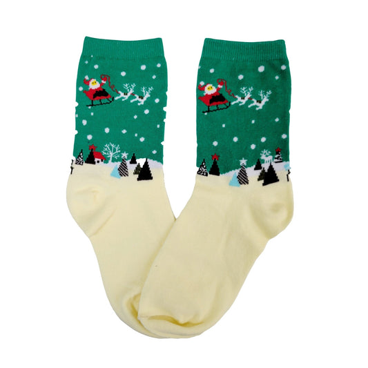 Santa Claus with his Reindeer Socks (Adult Medium - Women's Shoe Sizes 5 - 10)