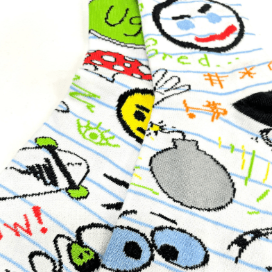 School Notebook Nostalgia Doodle Socks from the Sock Panda