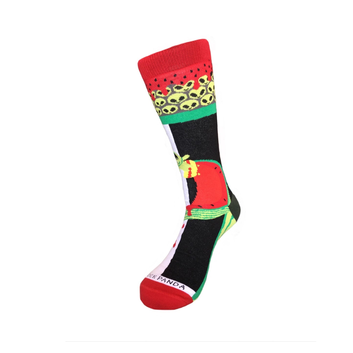 Skater Alien on a Half Pike Watermelon Socks (Adult Large - Men's Shoe Sizes 8 - 12)