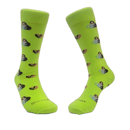 Sloth with Coffee "Slothy" Socks from the Sock Panda (Adult Medium - Women's Shoe Sizes 5 - 10)