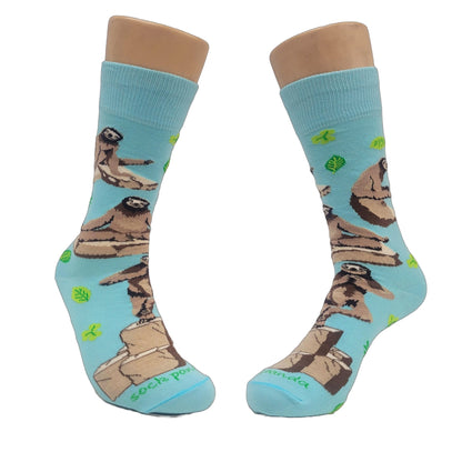 Sloths Performing Yoga Socks from the Sock Panda (Adult Medium - Women's Shoe Sizes 5 - 10)