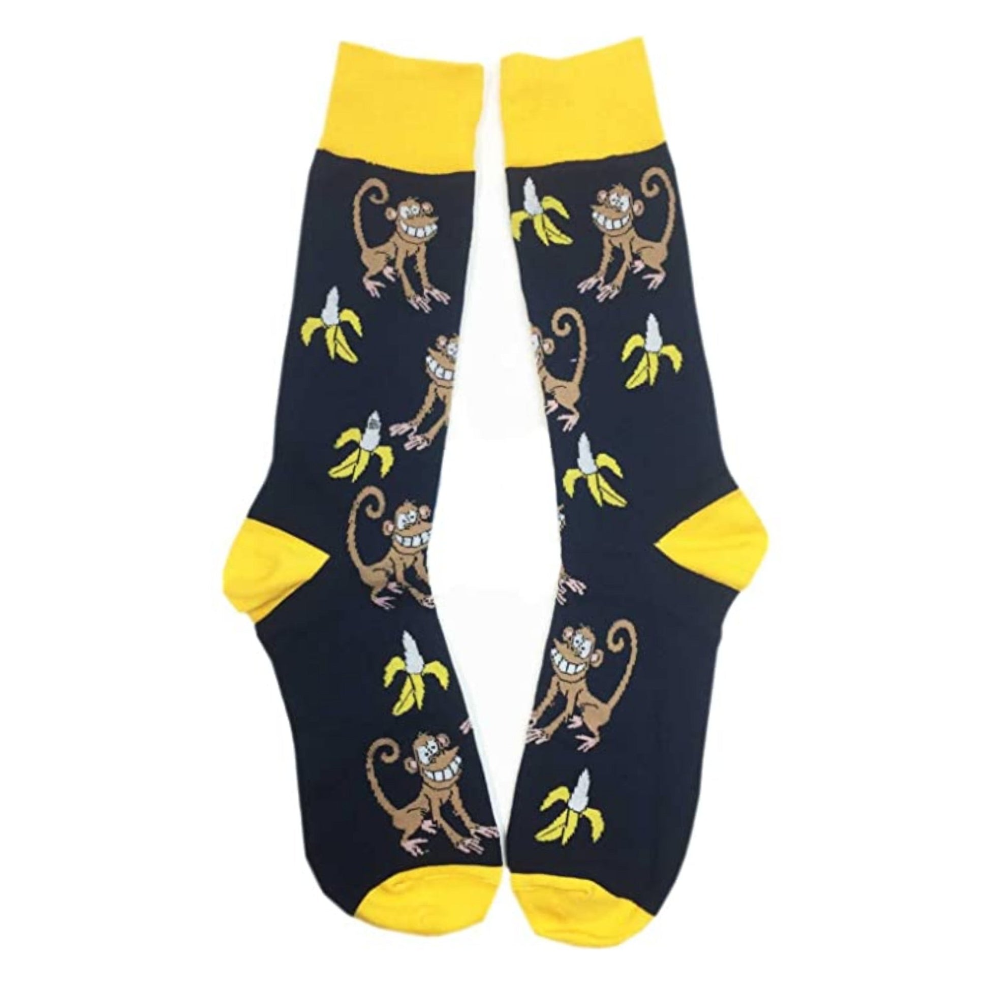 Smiling Hungry Monkey with Banana Socks (Adult Large)