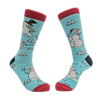 Snowman Snowball Fight Socks from the Sock Panda (Adult Large)