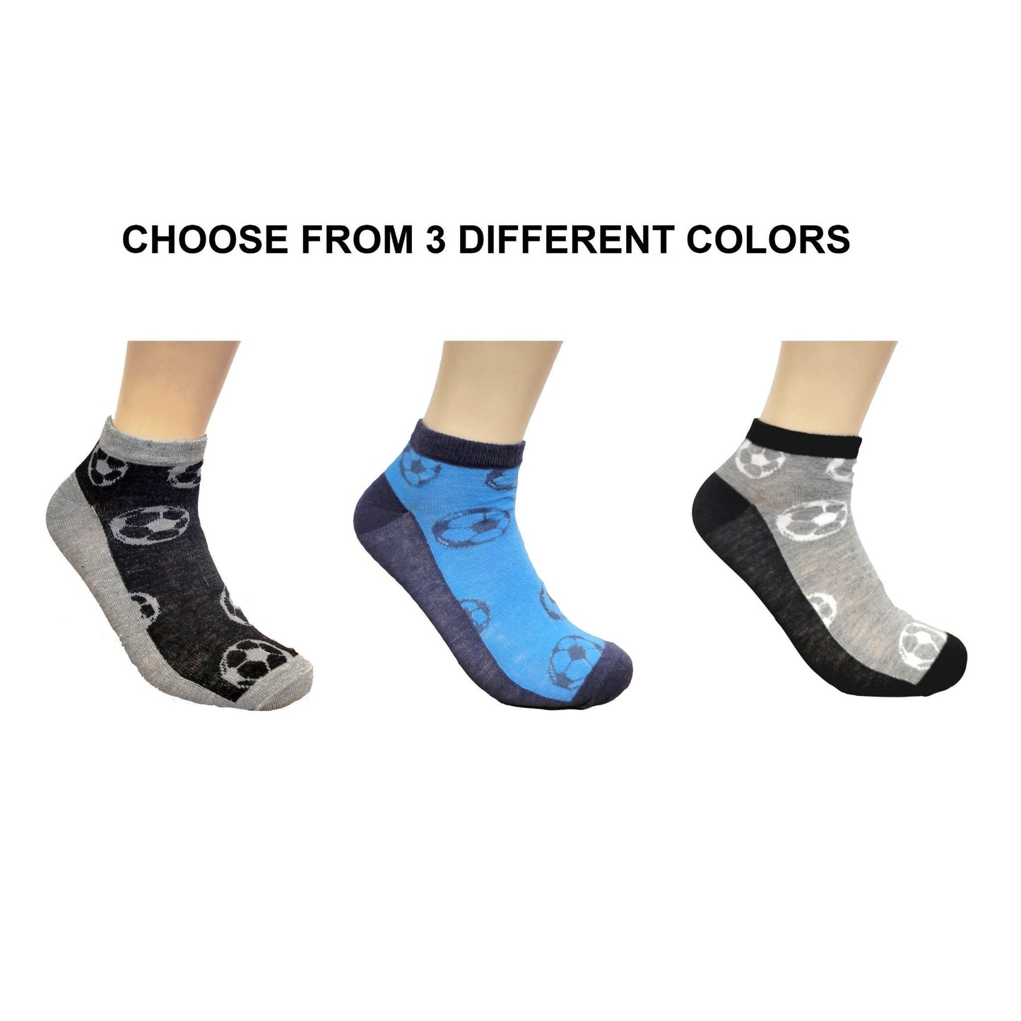 Soccer Ball Ankle Socks (Adult Large - Men's Shoe Sizes 8 - 12)