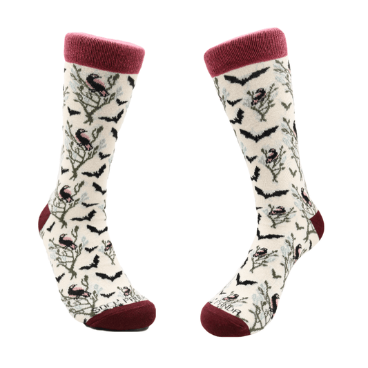 Sophisticated Bat & Birds Socks - (Adult Medium - Women's Shoe Sizes 5 - 10)