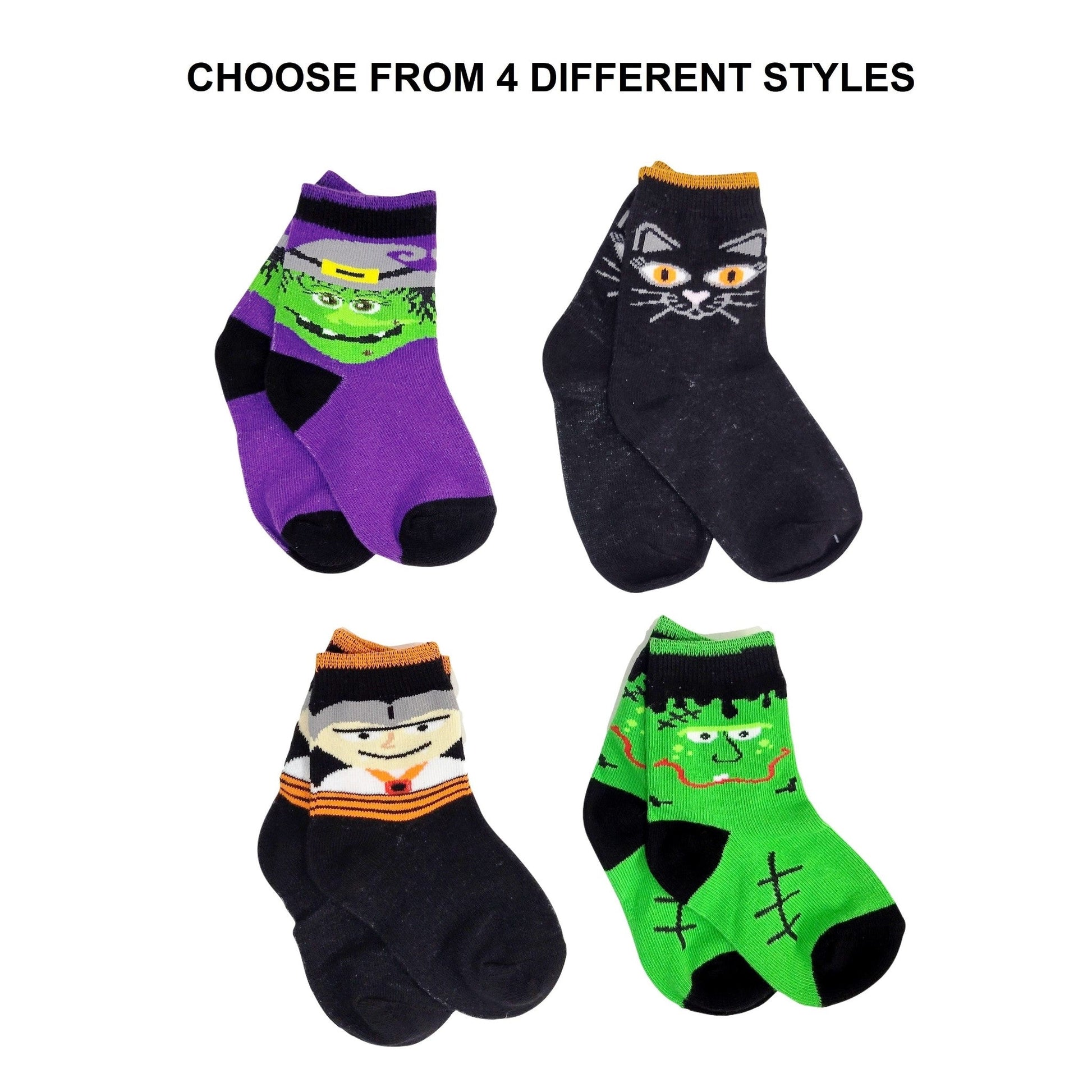 Spooky Halloween Kids Socks (Ages 1 - 2 Non - Skid) or (Ages 3 - 5, 5 - 7)