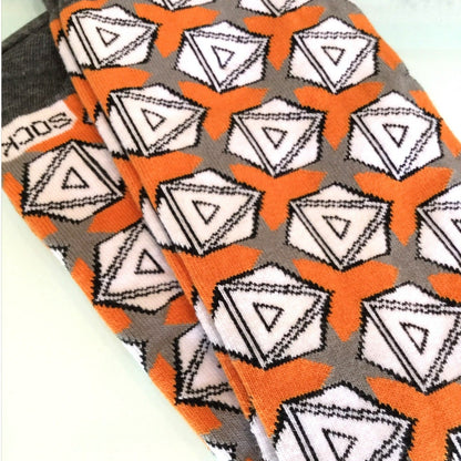 Stylish and Unique Orange & Grey Geometric Socks