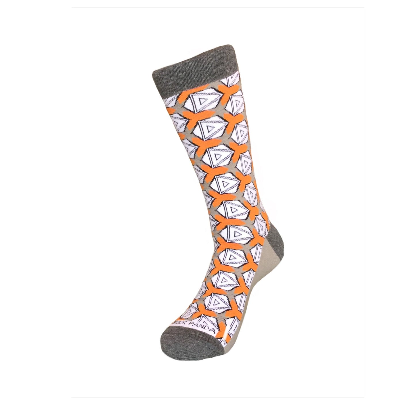 Stylish and Unique Orange & Grey Geometric Socks