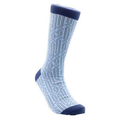 Stylish Blue Rectangle Diamond Socks (Adult Large - Men's Shoe Sizes 8 - 12)