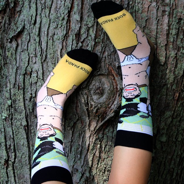Sumo Man Tossing Business Office Man from Cubicle Socks - Sock Panda
