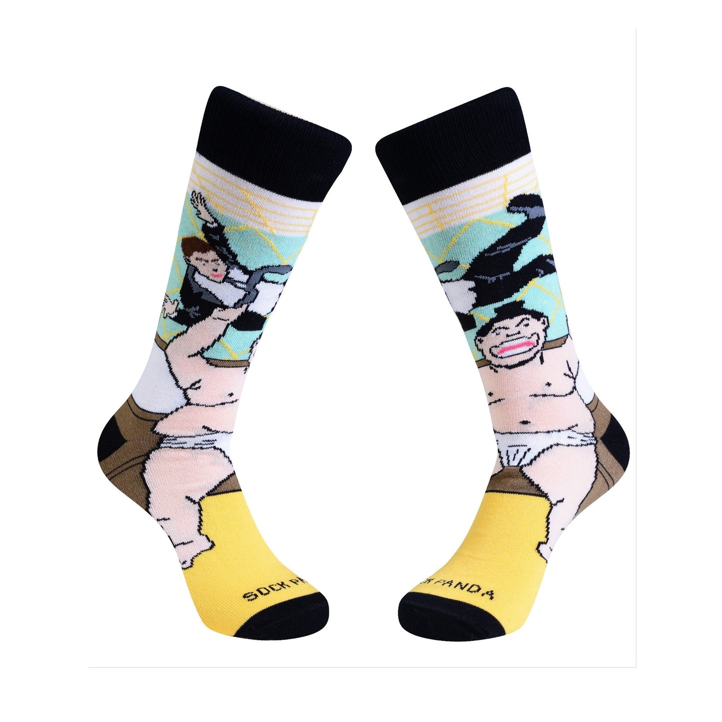 Sumo Man Tossing Business Office Man from Cubicle Socks - Sock Panda