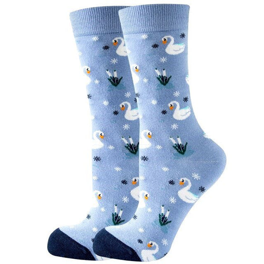 Swan Patterned Socks from the Sock Panda (Adult Medium - Women's Shoe Sizes 5 - 10)