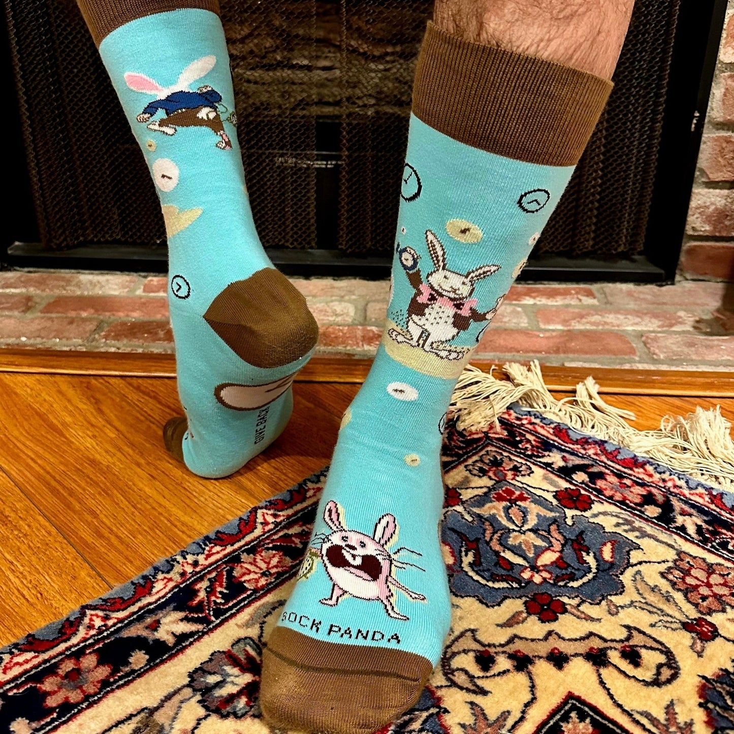 Time Bunny Rabbit Socks from the Sock Panda (Adult Large - Men's Shoe Sizes 8 - 12)