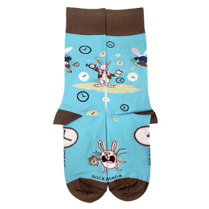 Time Bunny Rabbit Socks from the Sock Panda (Adult Large - Men's Shoe Sizes 8 - 12)