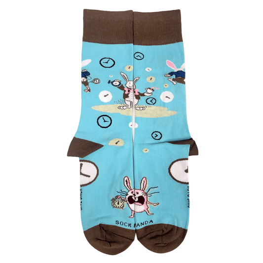 Time Bunny Rabbit Socks from the Sock Panda (Adult Large - Men's Shoe Sizes 8 - 12)