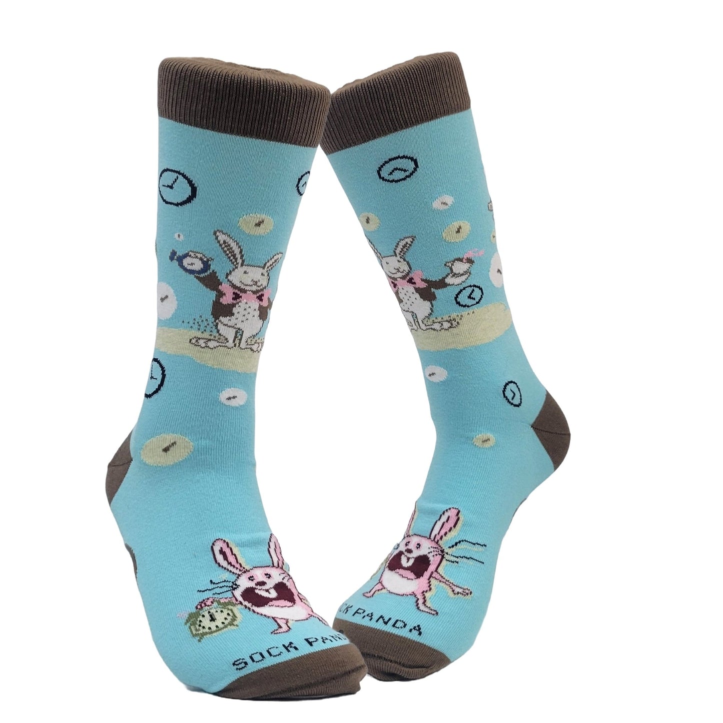 Time Bunny Rabbit Socks from the Sock Panda (Adult Large - Men's Shoe Sizes 8 - 12)