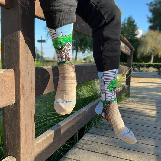 Treehouse in the City Socks from the Sock Panda (Adult Large - Men's Shoe Sizes 8 - 12)